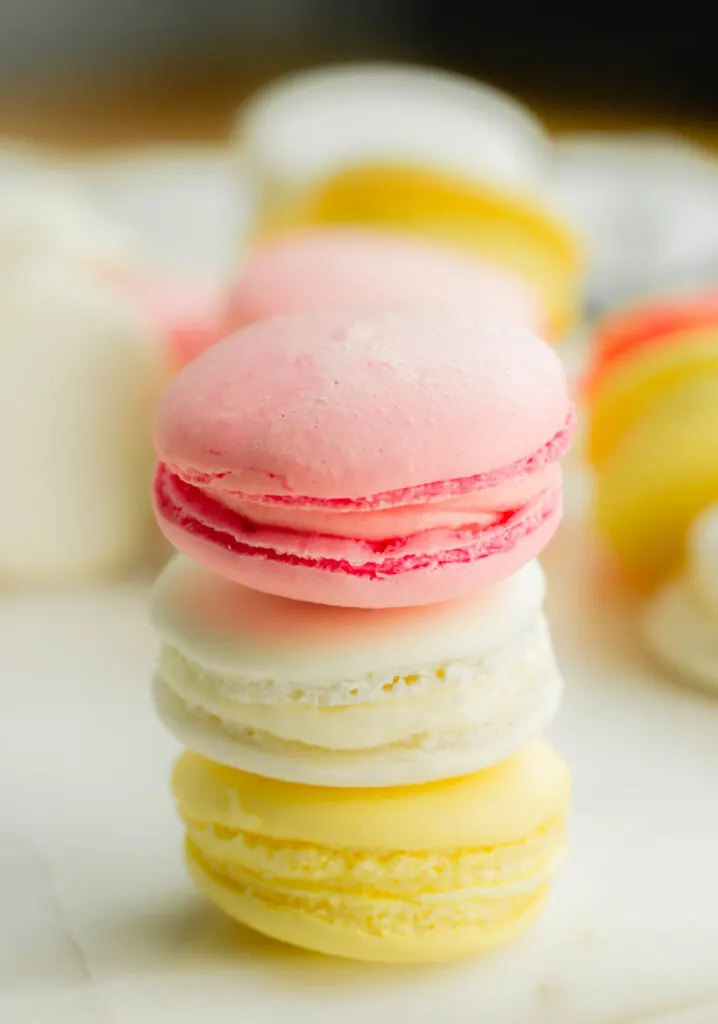 Close up of French Macarons. 